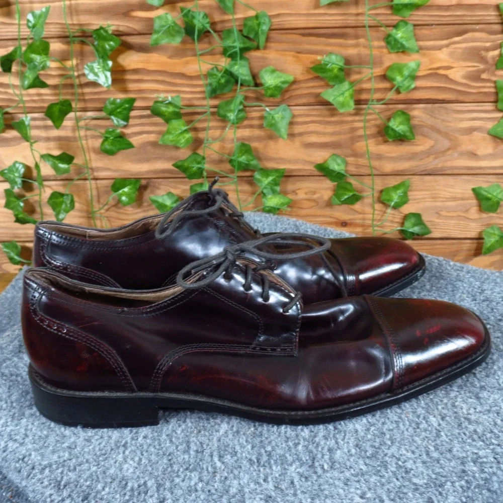 Johnston & Murphy Knowland Men Dress Shoe Sz 10 Formal Business Burgundy Leather
